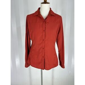 REI Women’s Burnt Red Button Up Long Sleeve Top Sz S